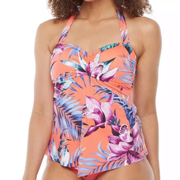 Liz Claiborne Floral Tankini Top Size S